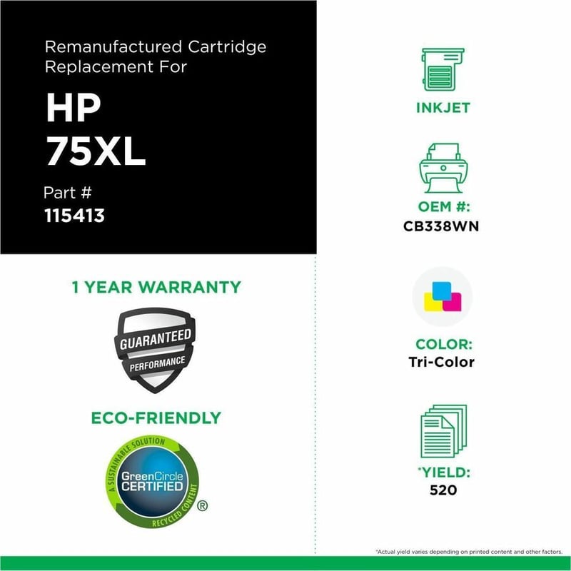 Clover Imaging Remanufactured High Yield Tri-Color Ink Cartridge for HP 75XL (CB338WN) - Thumbnail 3