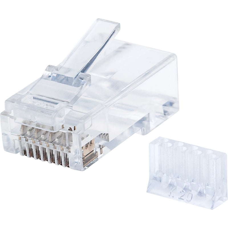 Intellinet Network Solutions Cat6 RJ45 Modular Plugs, 2-Prong, UTP, For Stranded Wire, 90 Plugs and Liners in Jar - Thumbnail 2