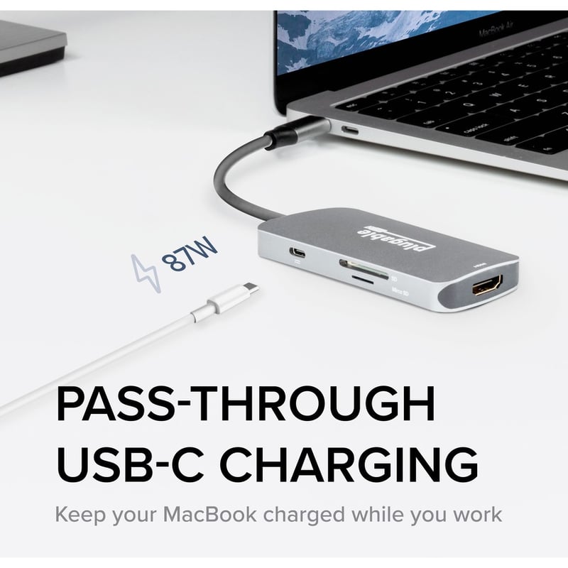 Plugable USB-C Hub 7-in-1, Compatible with Mac, Windows, Chromebook, USB4, Thunderbolt 4, and More - Thumbnail 5