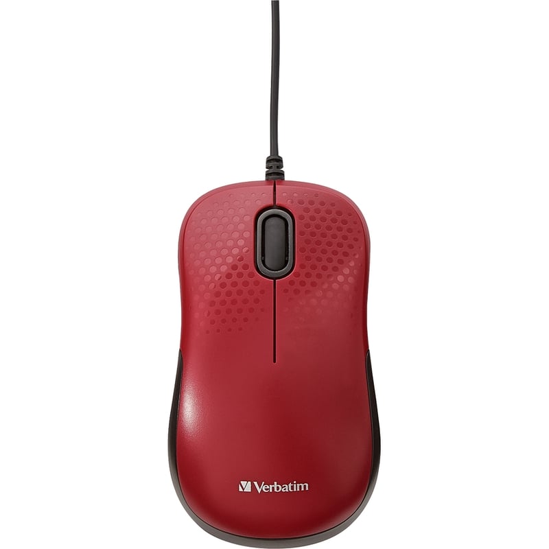 Verbatim Silent Corded Optical Mouse - Red - Thumbnail 4