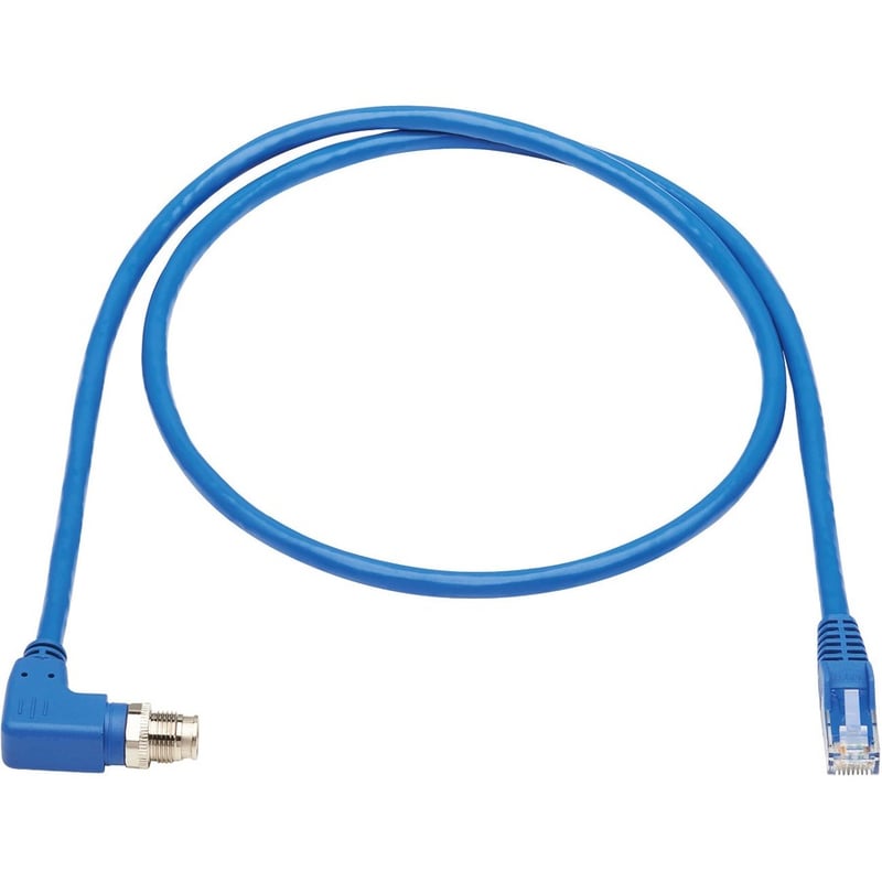 Eaton Tripp Lite Series M12 X-Code Cat6 1G UTP CMR-LP Ethernet Cable (Right-Angle M12 M/RJ45 M), IP68, PoE, Blue, 2 m (6.6 ft.) - Thumbnail 2