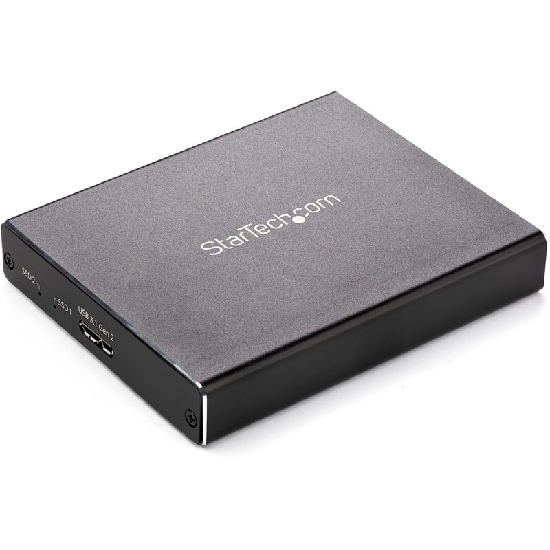 StarTech.com Dual M.2 Enclosure - RAID - M.2 SATA SSD Enclosure - USB 3.1 (10 Gbps) - USB-C & USB-A External Enclosure - Aluminum - Thumbnail 1