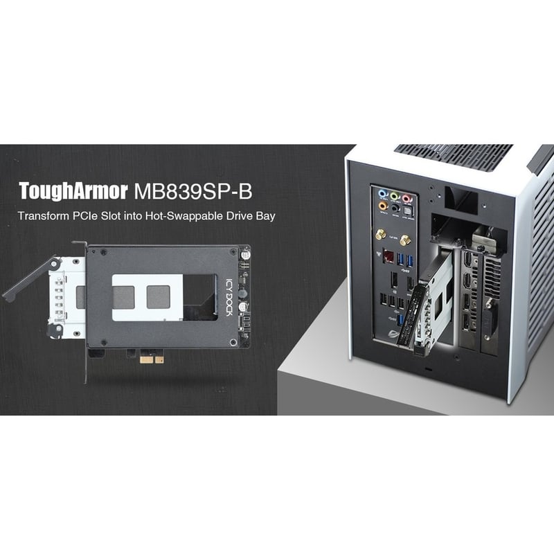 Icy Dock ToughArmor MB839SP-B Drive Slot Adapter - PCI Express 2.0 x1 Host Interface Internal - Black