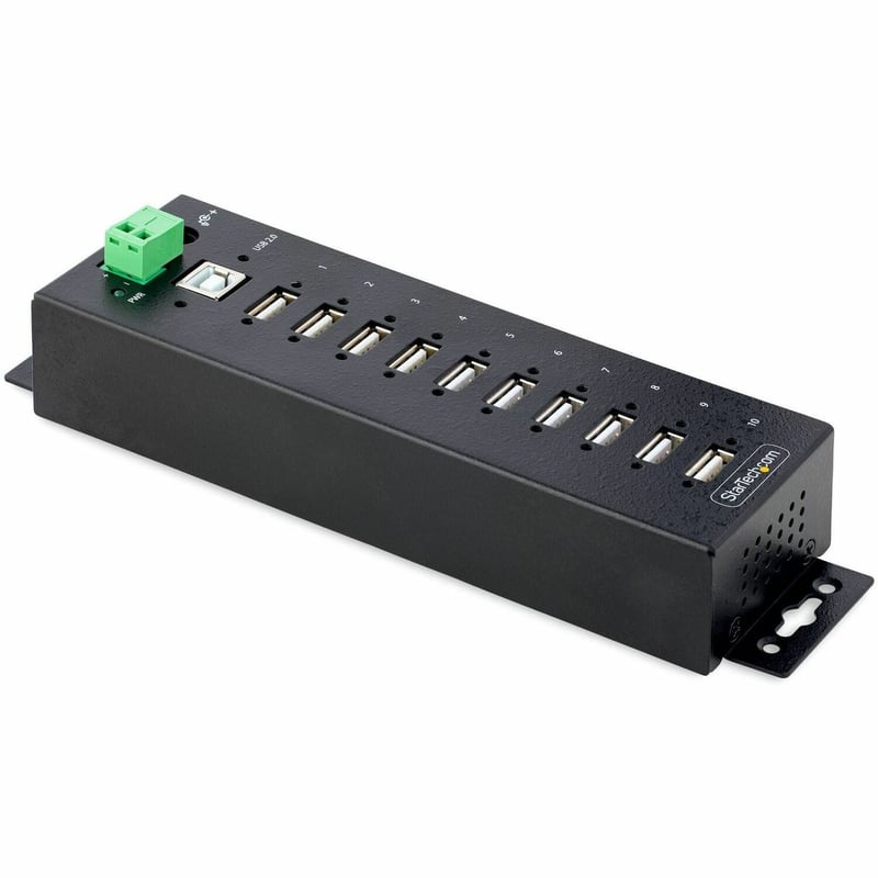 StarTech.com 10-Port Industrial USB 2.0 HUB, Rugged USB Hub w/ESD Level 4 Protection, DIN/Wall/Desk Mountable USB-A Hub, USB Expansion Hub - Thumbnail 1