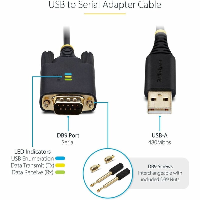 6.6FT USB TO SERIAL CABLE - USB TO DB9 RS232 ADAPTER - Thumbnail 4