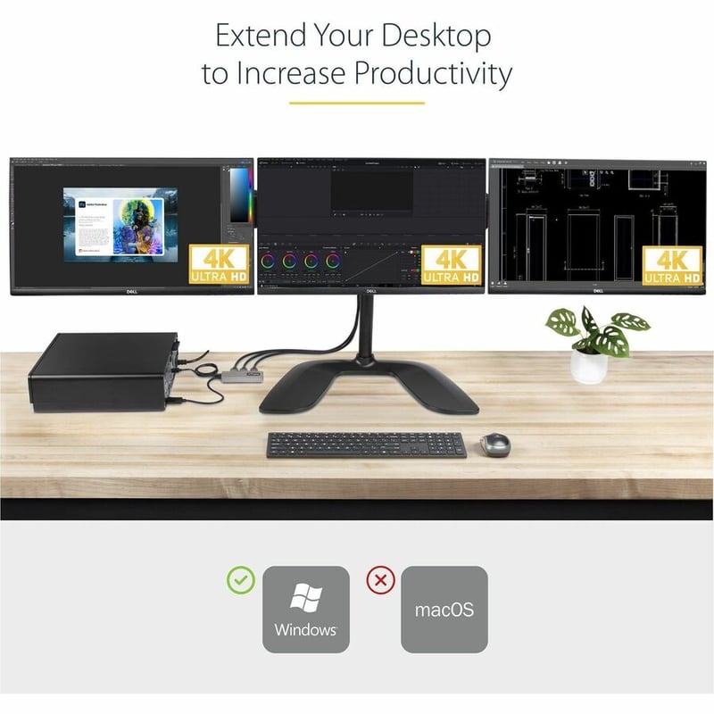 StarTech.com 3-Port MST Hub, DisplayPort to Triple 4K 60Hz HDMI, DP 1.4 Multi-Monitor Adapter, Windows Only - Thumbnail 2