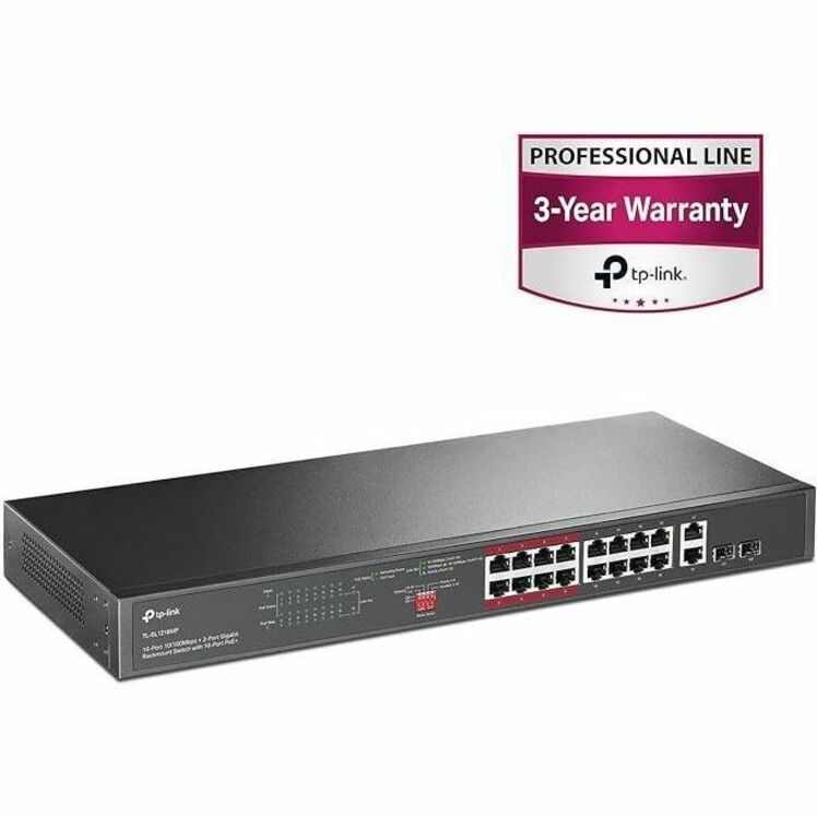 TP-Link TL-SL1218MP - 16 Port 10/100Mbps Fast Ethernet PoE Switch - Thumbnail 4