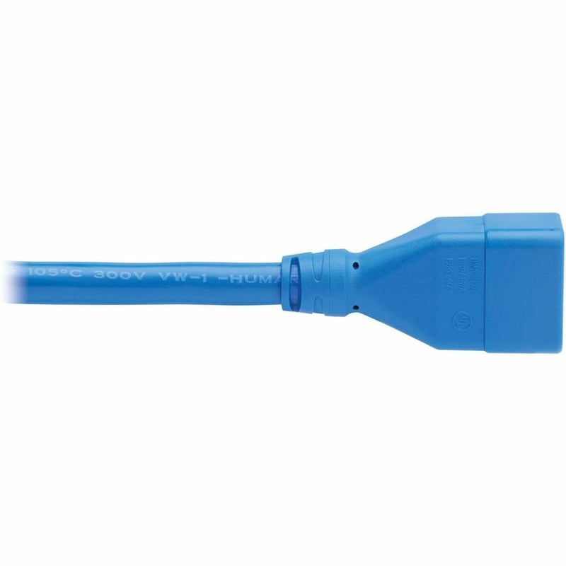 POWER EXTENSION CORD C20 C19 HEAVY-DUTY 20A 250V 12 AWG BLUE 2FT - Thumbnail 2