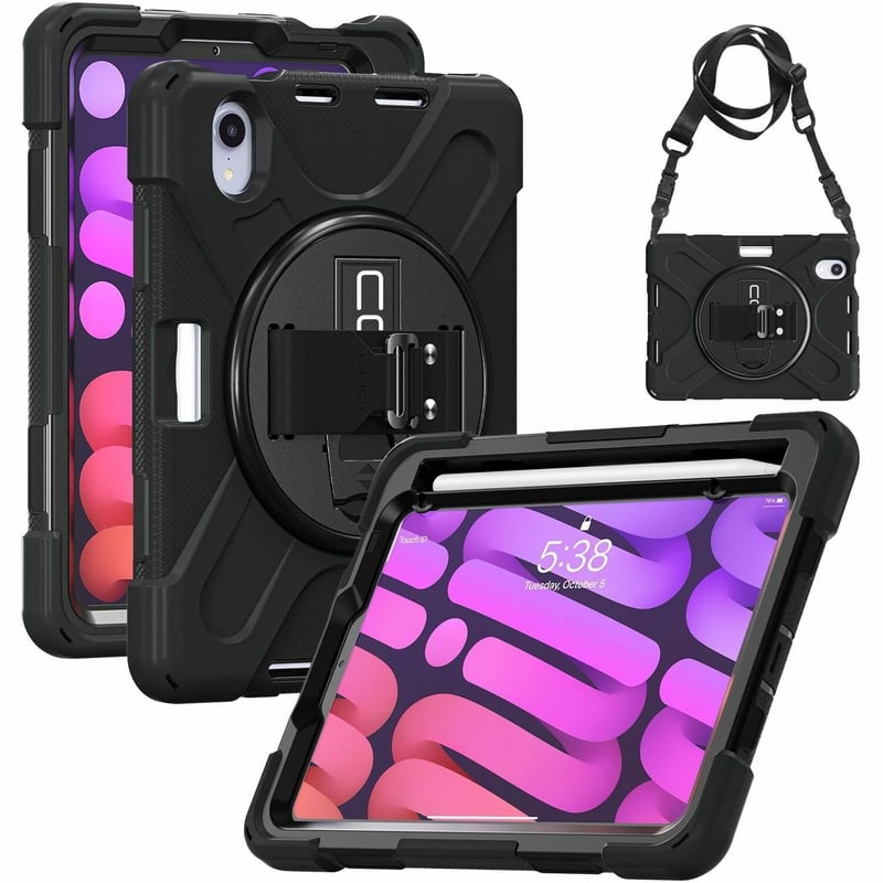 CODi Rugged Carrying Case Apple iPad Mini 6 Tablet - Black - Thumbnail 1