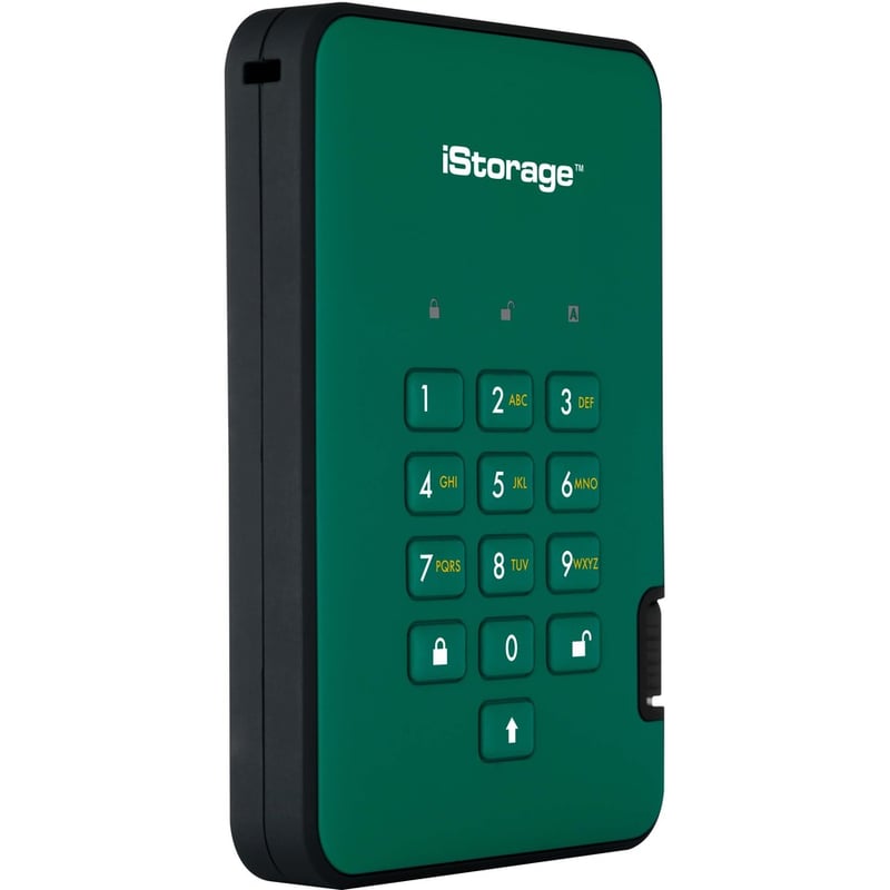 iStorage diskAshur2 HDD 3 TB | Secure Portable Hard Drive | Green | Incorporated Common Criteria EAL 5+ | PIN protected | AES-XTS 256-bit Full Disk Hardware Encryption | Dust/Water Resistant | TAA Compliant - Thumbnail 2