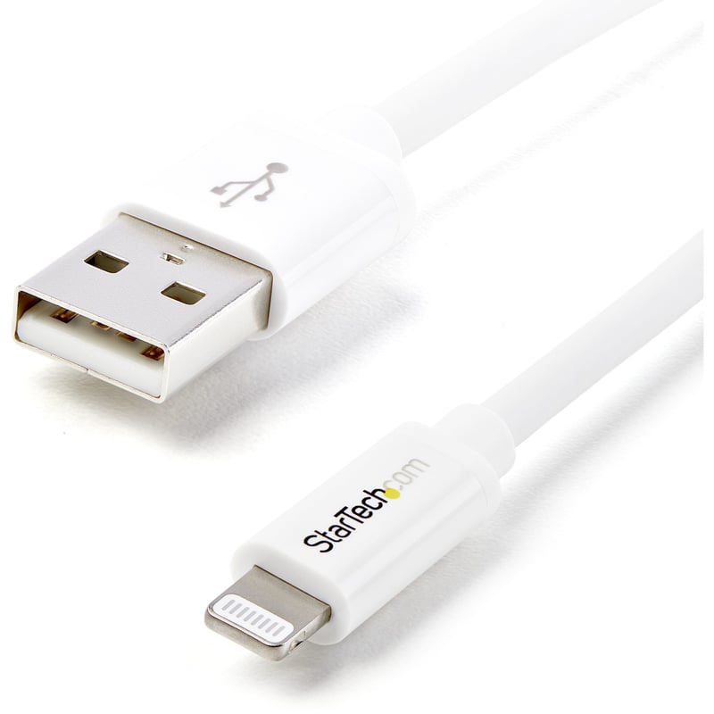 StarTech.com 2m (6ft) Long White Apple 8-pin Lightning Connector to USB Cable for iPhone / iPod / iPad - Thumbnail 1