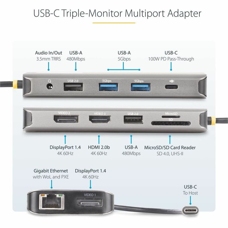 USB-C MULTIMONITOR ADAPTER HDMI DP TRIPLE/DOUBLE DISPLAY DOCK - Thumbnail 3