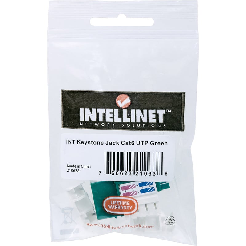 CAT6 GREEN KEYSTONE JACK UTP - Thumbnail 2