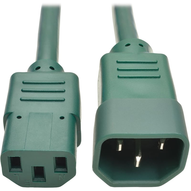 Eaton Tripp Lite Series Heavy-Duty PDU Power Cord, C13 to C14 - 15A, 250V, 14 AWG, 3 ft. (0.91 m), Green - Thumbnail 1