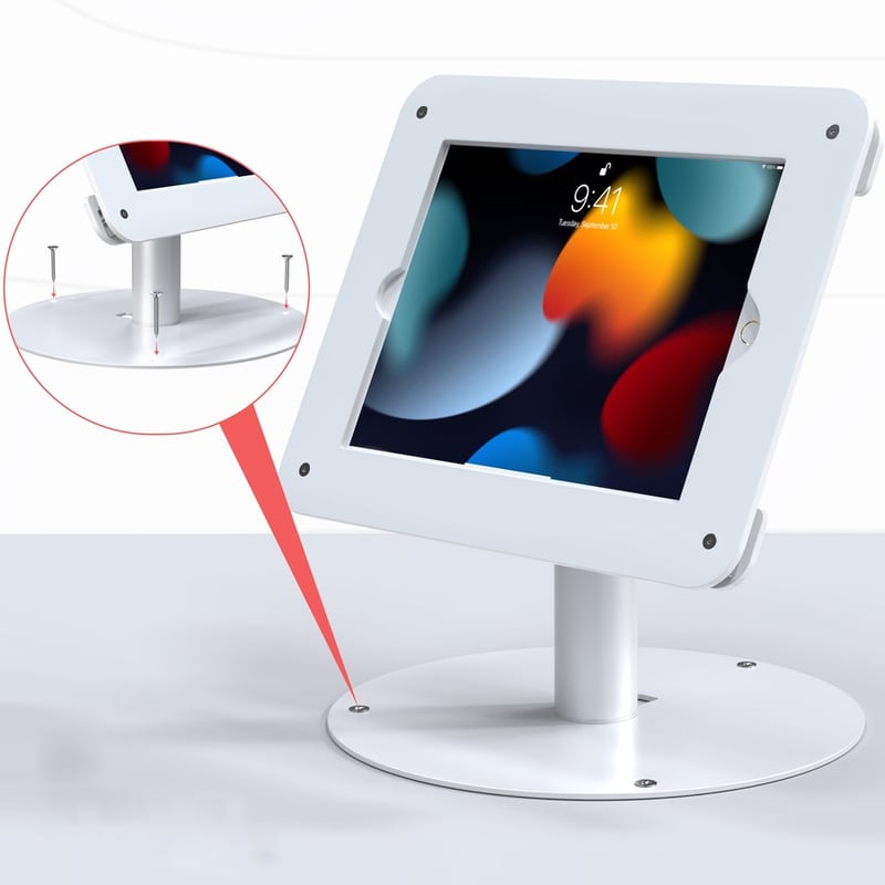 CTA Digital Rotating Desk Mount with Acrylic Security VESA Enclosure for iPad 10.2 Series, iPad Air3 and iPad Pro 10.5 (White) - Thumbnail 2