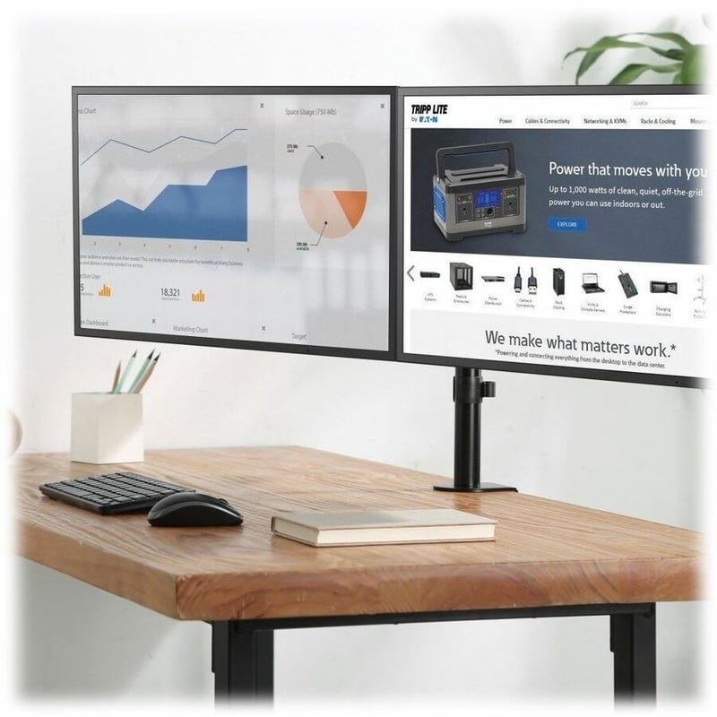 Tripp Lite by Eaton TV Monitor Flex-Arm Desktop Clamp Dual-Monitor 13-27in Displays - Thumbnail 2