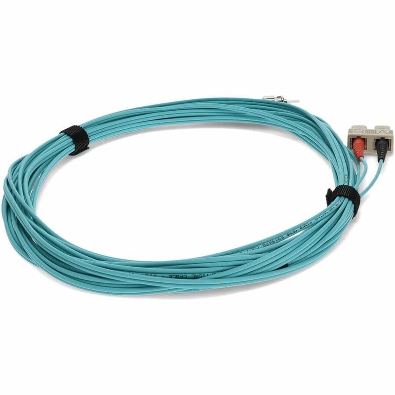 AddOn 1m ST to SC Aqua OM4 Duplex OFNR (Riser-Rated) Fiber Patch Cable - Thumbnail 5