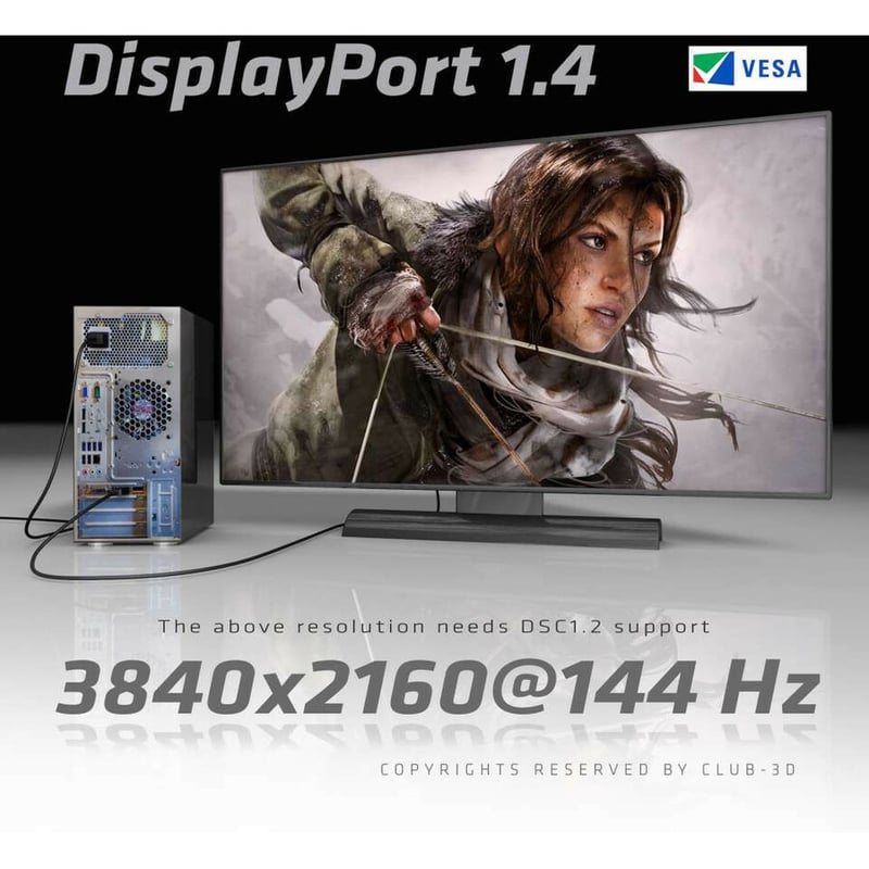 Club 3D DisplayPort 1.4 HBR3 Cable 8K60Hz Male / Male 1m/3.28ft - Thumbnail 5