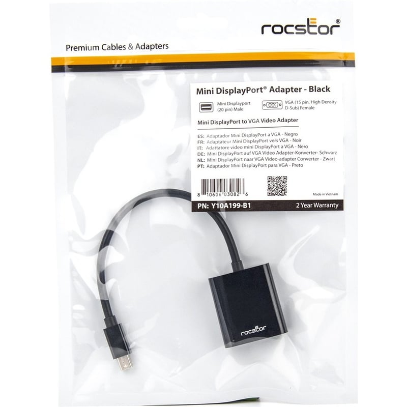 Rocstor Premium Mini DisplayPort to VGA Video Adapter - M/F - For connecting a VGA display to a Mini DisplayPort on a Mac or PC computer - Compatible with mDP DisplayPort on MacBook, MacBook Pro, Microsoft Surface&r - Thumbnail 5