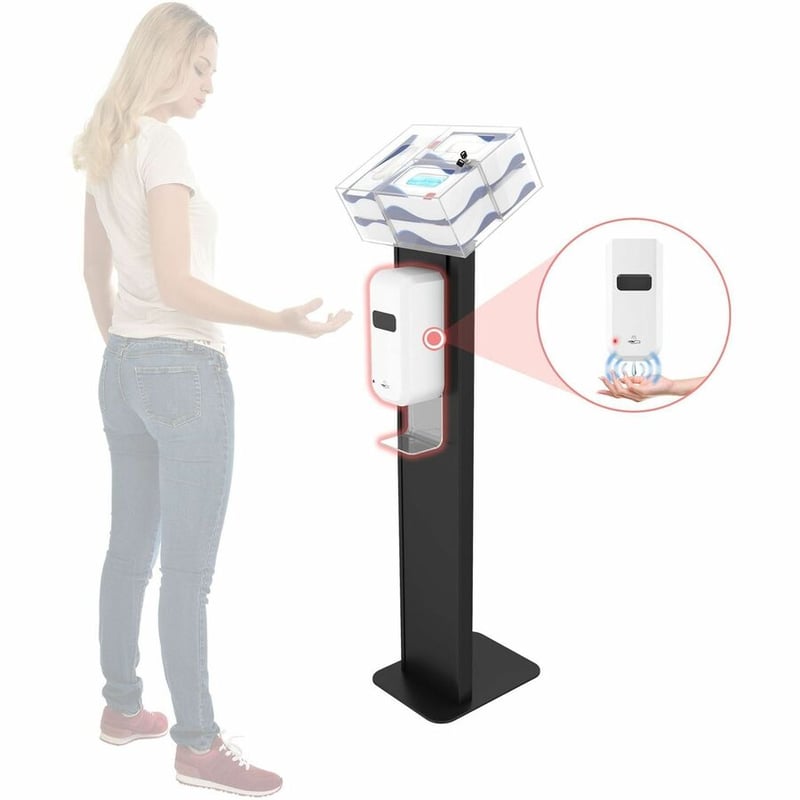 CTA Digital Premium Locking Sanitizing Station Stand with Graphic Card Slot (Black) - Thumbnail 5