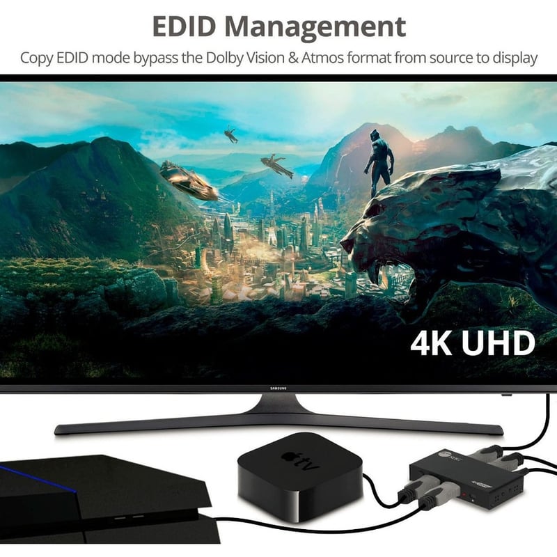 SIIG 2 Port HDMI 2.0 4K HDR Splitter / Switcher with IR Remote - Thumbnail 5