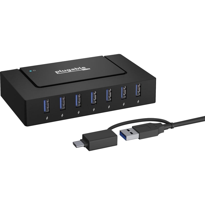Plugable 7-in-1 USB Charging Hub with Data Transfer for Laptops with USB-C or USB 3.0 - Thumbnail 1