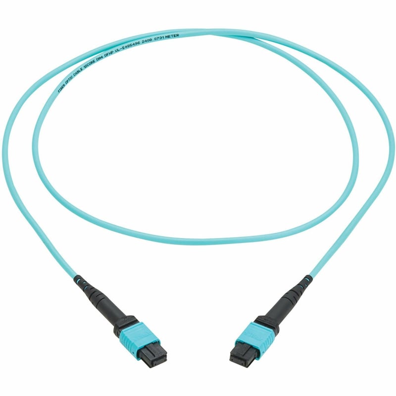 100G MULTIMODE 50/125 OM4 FIBER CABLE 12F MPO/MPO-PC F/F AQUA 1M - Thumbnail 1