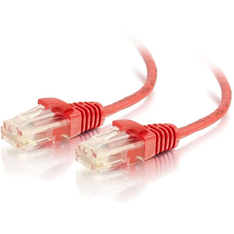 C2G 10ft Cat6 Snagless Unshielded (UTP) Slim Ethernet Cable - Cat6 Network Patch Cable - PoE - Red - Thumbnail 1