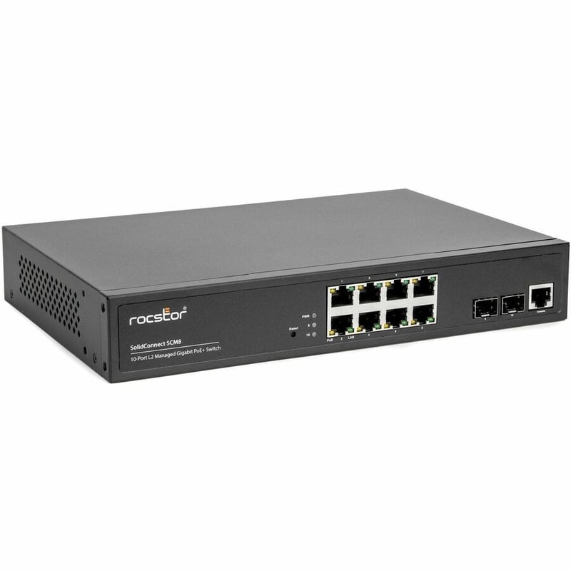 Rocstor SolidConnect SCM8 8-Port PoE+ Gigabit Managed Switch with 2 SFP Ports (Y10S009-B1) - Thumbnail 2