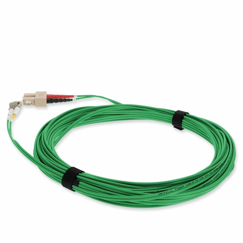 AddOn 10m SC to LC Green OM3 Duplex OFNR (Riser-Rated) TAA Fiber Patch Cable - Thumbnail 3