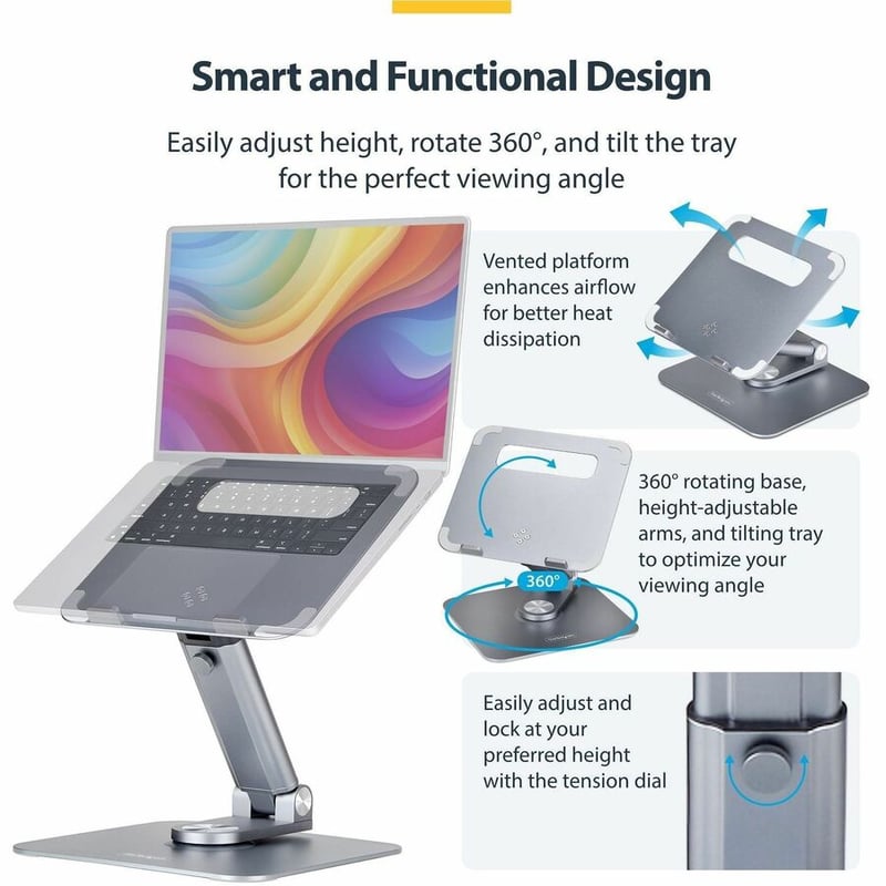 TELESCOPIC LAPTOP STAND/RISER COMPUTER STAND W/360 SWIVEL BASE - Thumbnail 4