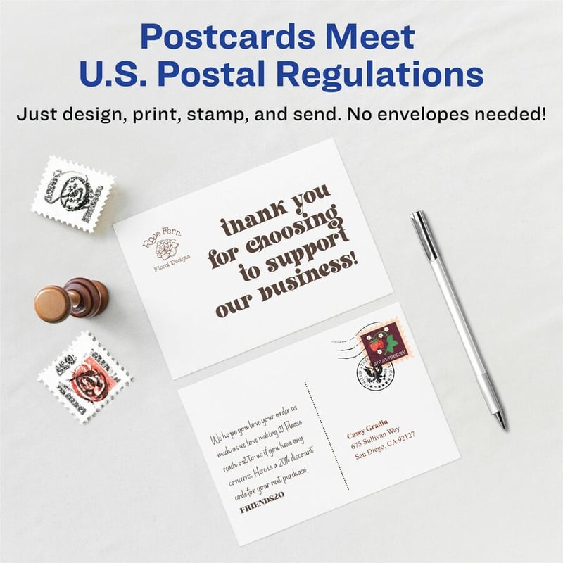 Avery(R) Printable Postcards, 4.25" x 5.5" , Textured White, 120 Blank Postcards for Inkjet and laser Printers (3380) - Thumbnail 4