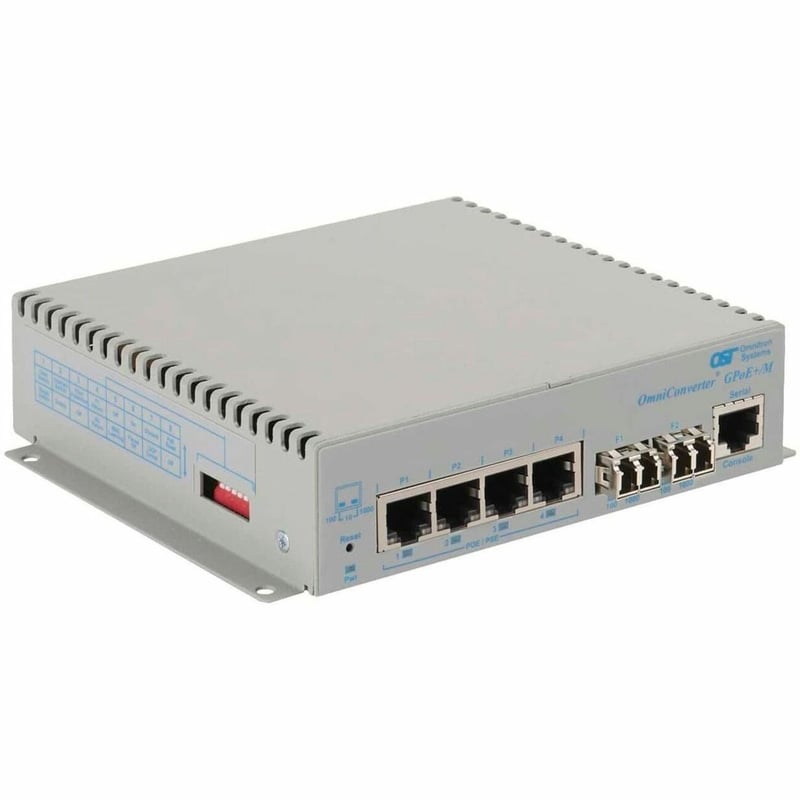 10/100/1000 4XRJ-45 POE+ SWITCH MANAGED 2X LC SM 550M DC -40-60C
