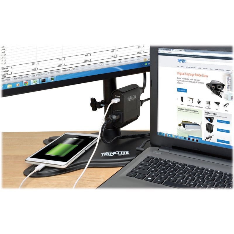 Tripp Lite by Eaton AC/USB Charging Clip for Display Mounts w/ 2 USB Ports & 2 5-15R - Thumbnail 4