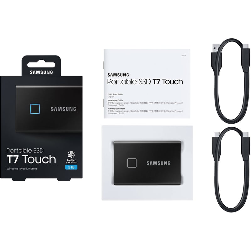 Samsung T7 MU-PC2T0K/WW 2 TB Portable Solid State Drive - External - PCI Express NVMe - Black