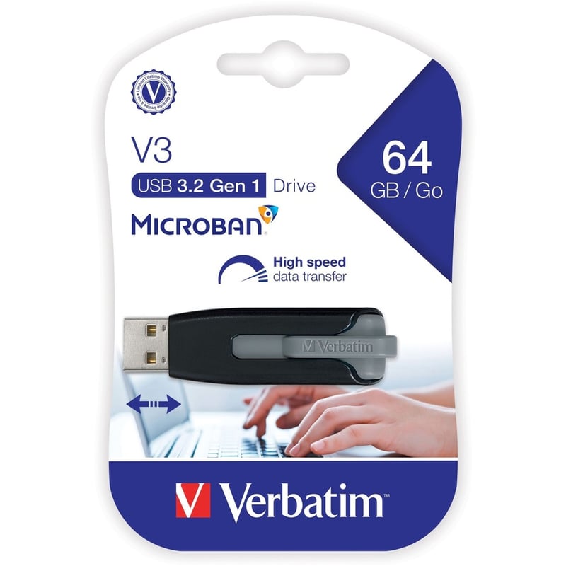 64GB Store 'n' Go V3 USB 3.2 Gen 1 Flash Drive - Gray - Thumbnail 5