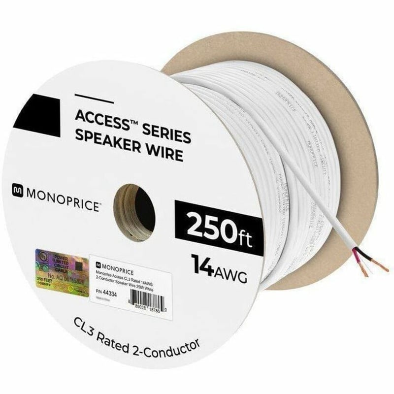 MONOPRICE ACCESS SERIES 14AWG CL3 RATED 2-CONDUCTOR SPEAKER WIRE 250FT WHITE - Thumbnail 4