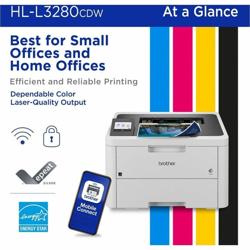 Brother HL-L3280CDW Wireless Compact Digital Color Printer with Laser Quality Output, Duplex and Mobile Printing & Ethernet - Thumbnail 2