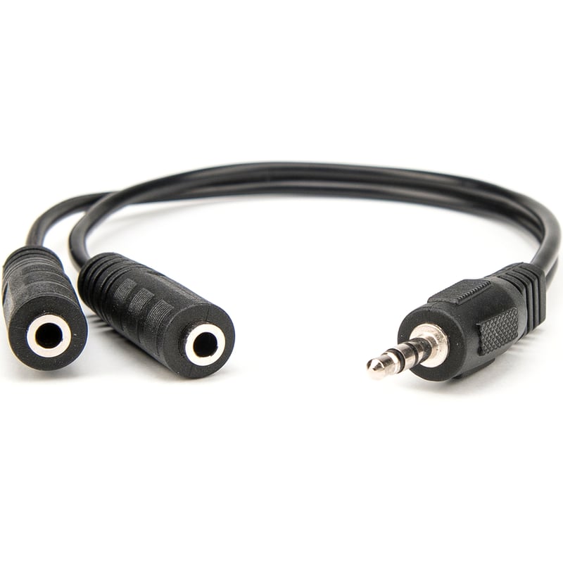 Rocstor Premium Slim Stereo Splitter Cable - 3.5mm Male to 2x 3.5mm Female - 1 x Mini-phone Male Stereo Audio - 2 x Mini-phone Female Stereo Audio - Nickel-plated Connectors - Black Cable 3.5mm TO 2x3.5mm M/F - Thumbnail 4