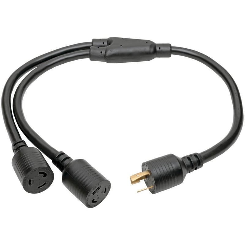 Eaton Tripp Lite Series Power Extension Cord/Splitter, NEMA L6-20P to 2x NEMA L6-20R Y Splitter, Heavy-Duty - 20A, 250V, 10 AWG, 1 ft. (0.31 m), Black - Thumbnail 2