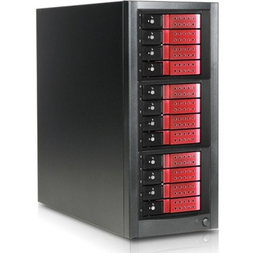 RAIDage JAGE9BT12HDRD-DE Drive Enclosure 12Gb/s SAS, SATA/600 - Mini-SAS HD Host Interface Tower - Black, Red - Thumbnail 2