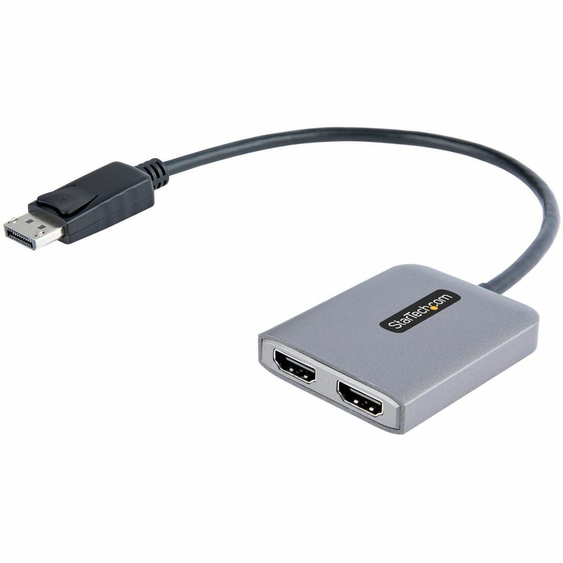 StarTech.com DP to Dual HDMI MST HUB, Dual HDMI 4K 60Hz, 2 Port DisplayPort Multi Monitor Adapter with 1ft/30cm Cable, DP 1.4 | DSC | HBR3 - Thumbnail 1