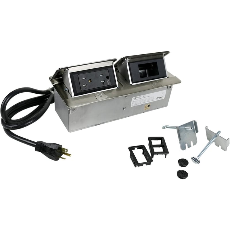 Wiremold Cord Ended deQuorum Dual Flip-Up Unit - Thumbnail 1