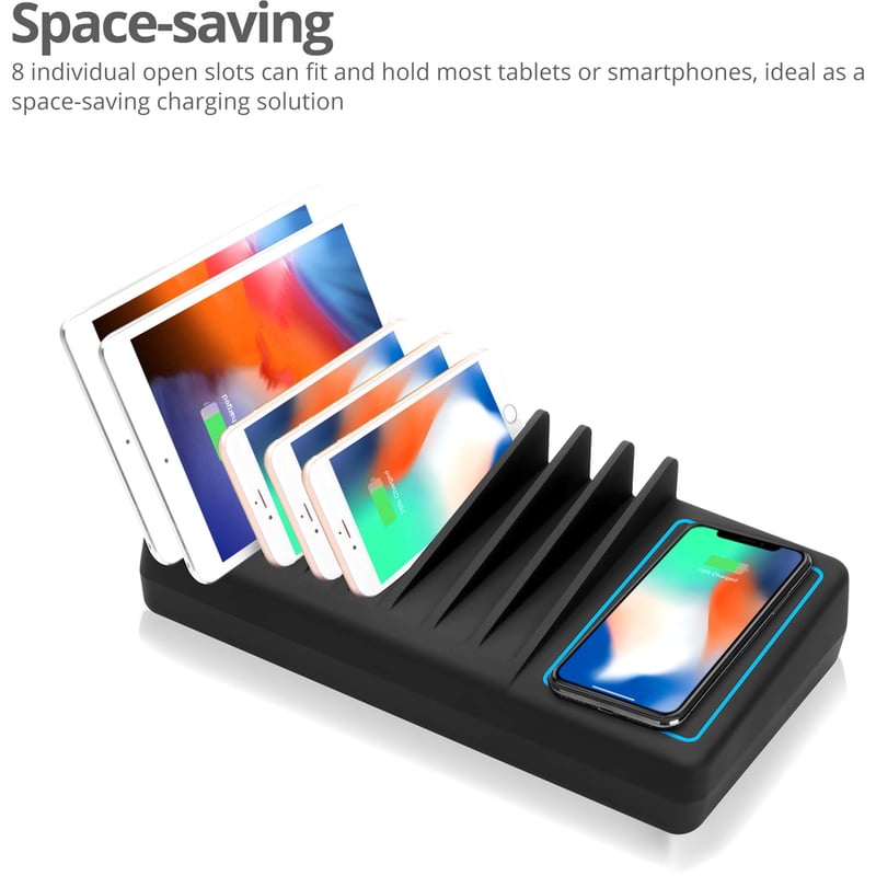 SIIG 10-Port USB-A/C & Wireless Charging Station With Ambient Light Deck - Thumbnail 2