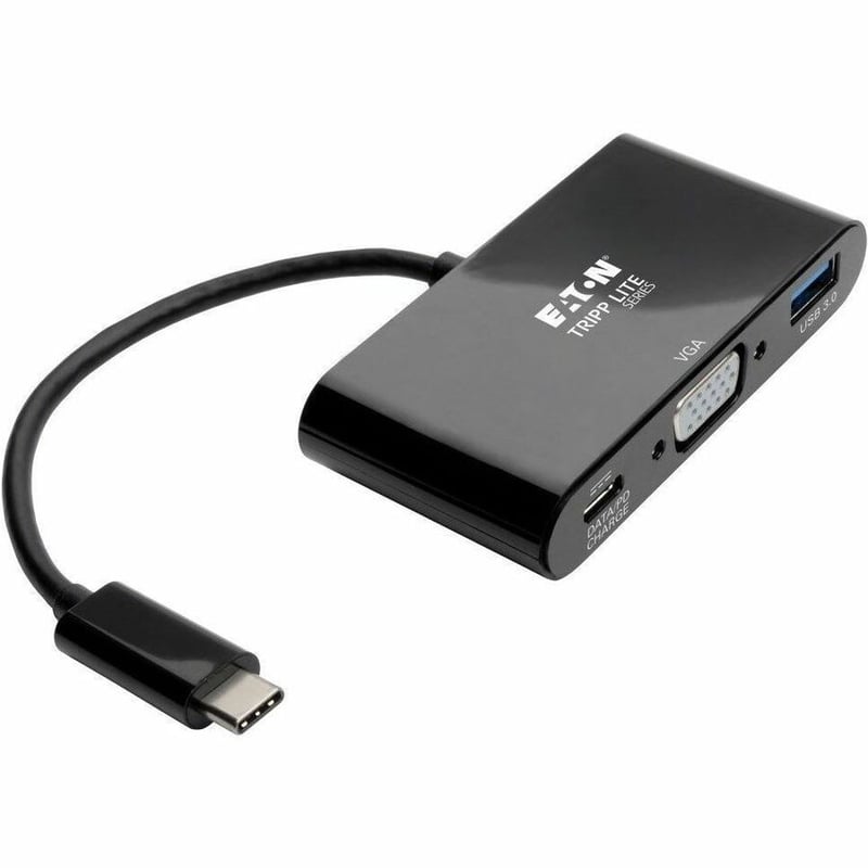 Tripp Lite by Eaton USB C to VGA Multiport Adapter Converter w/ USB Hub PD Charging 1080p Black, Thunderbolt 3 Compatible, USB Type C, USB-C, USB Type-C - Thumbnail 1