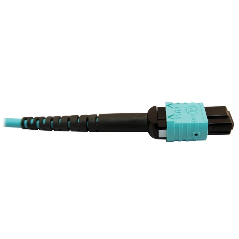 Eaton Tripp Lite Series 400G Multimode 50/125 OM4 Plenum Fiber Optic Cable, 24F MTP/MPO-PC to (x2) 12F MTP/MPO-PC (F/F), Aqua, 5 m - Thumbnail 4