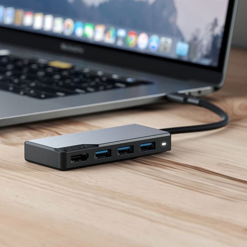 ALOGIC USB-C Fusion CORE 5-in-1 HDMI & USB Hub- 1 x HDMI@4K@60Hz, 3 x USB-A (USB3.0) 1 x USB-C (Data + PD) - Space Grey - Thumbnail 4