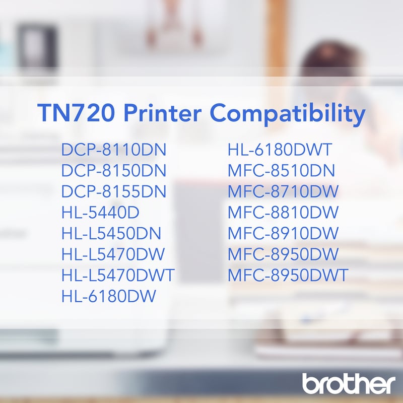 Brother Genuine TN720 Mono Laser Black Toner Cartridge - Thumbnail 2