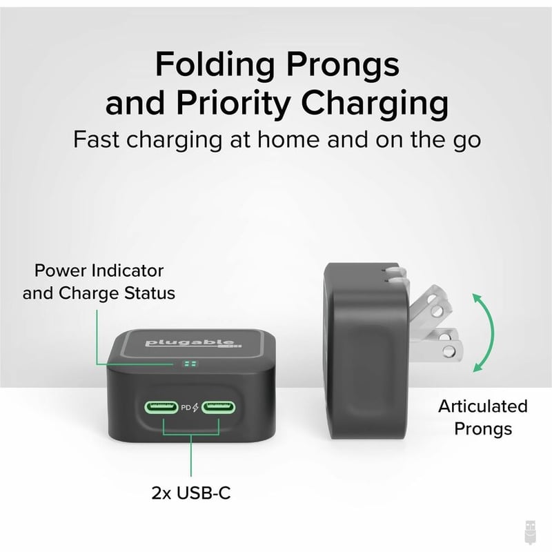 PLUGABLE 40W DUAL USB-C CHARGER 40W DUAL USB-C CHARGER - BLACK - Thumbnail 3
