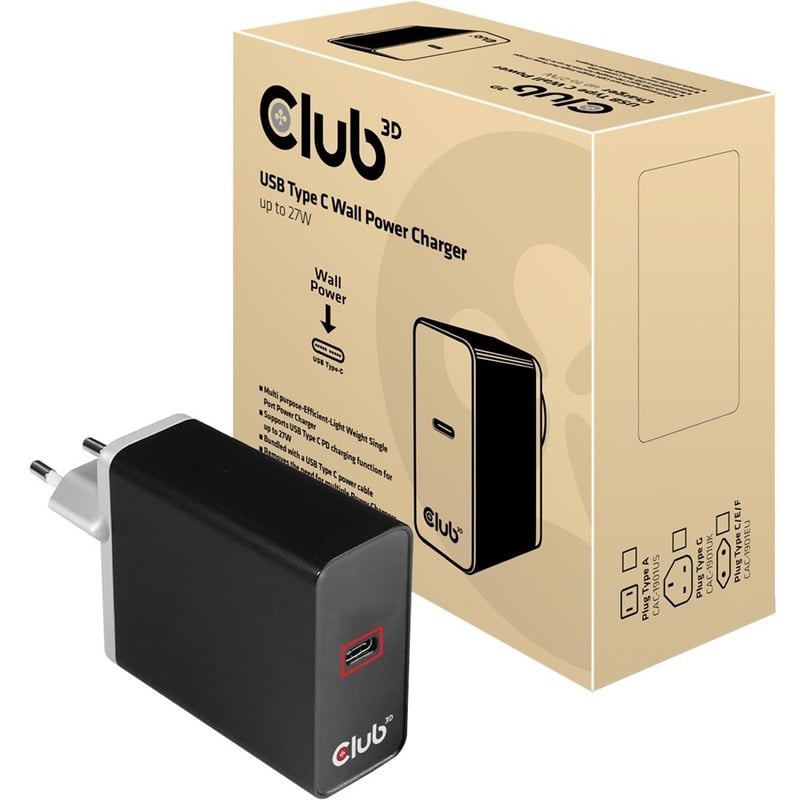 Club 3D USB Type C Power Charger Up to 27W - Thumbnail 1